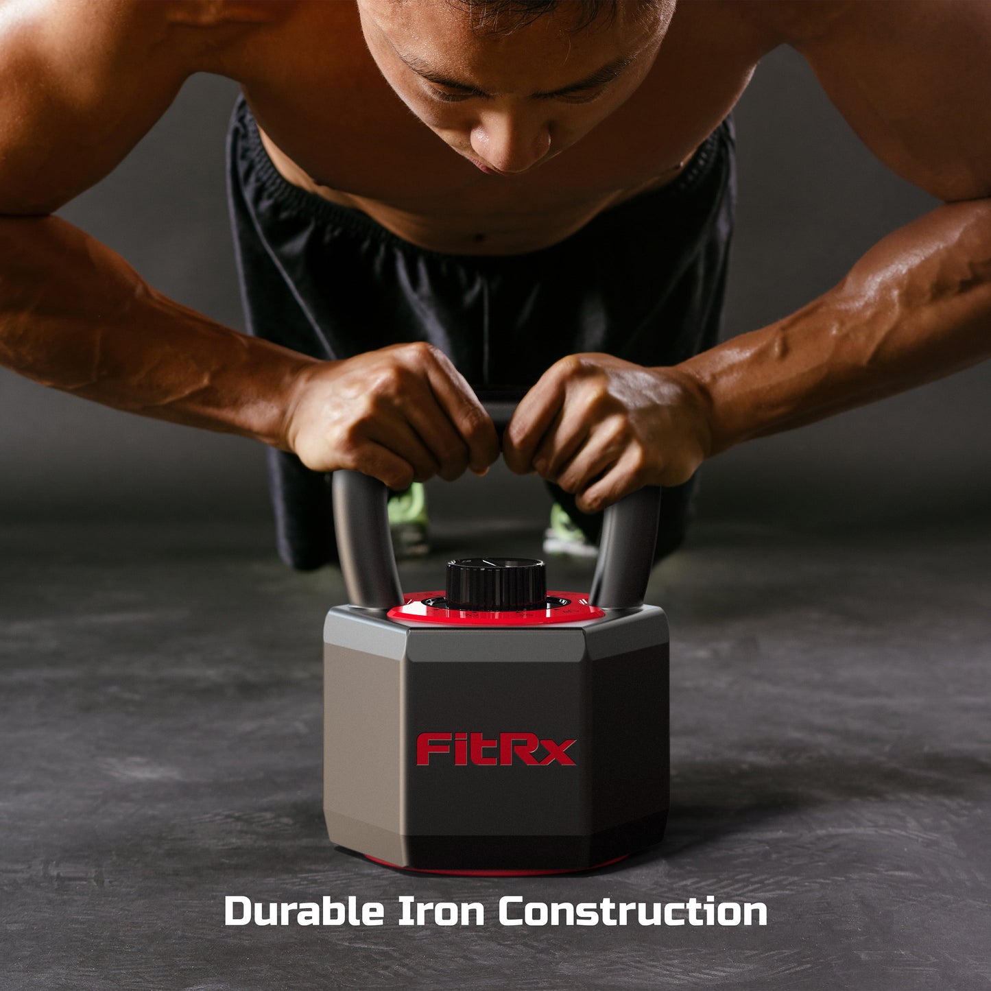 Fitrx 25 Lbs Smartstack Wide Handle Adjustable Kettlebell, 40 Lbs, Black