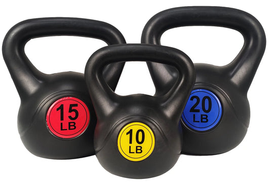 Balancefrom Wide Grip Kettlebell Exercise Fitness Weight Set, 3-Pieces: 10Lb, 15Lb and 20Lb Kettlebells