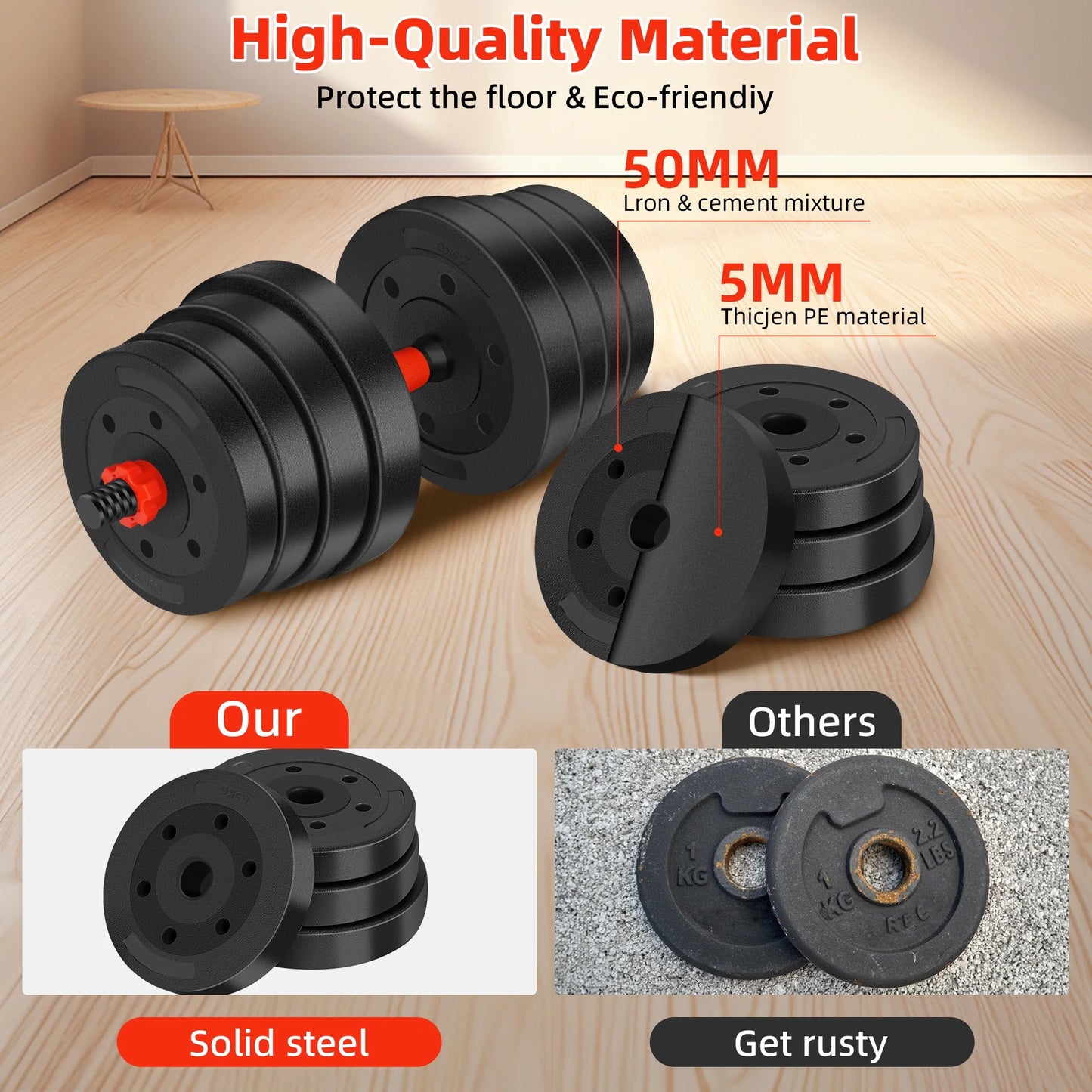 ARVAKOR 66 LBS Adjustable Dumbbell Set, Free Weights Dumbbells Set for Workout, Black