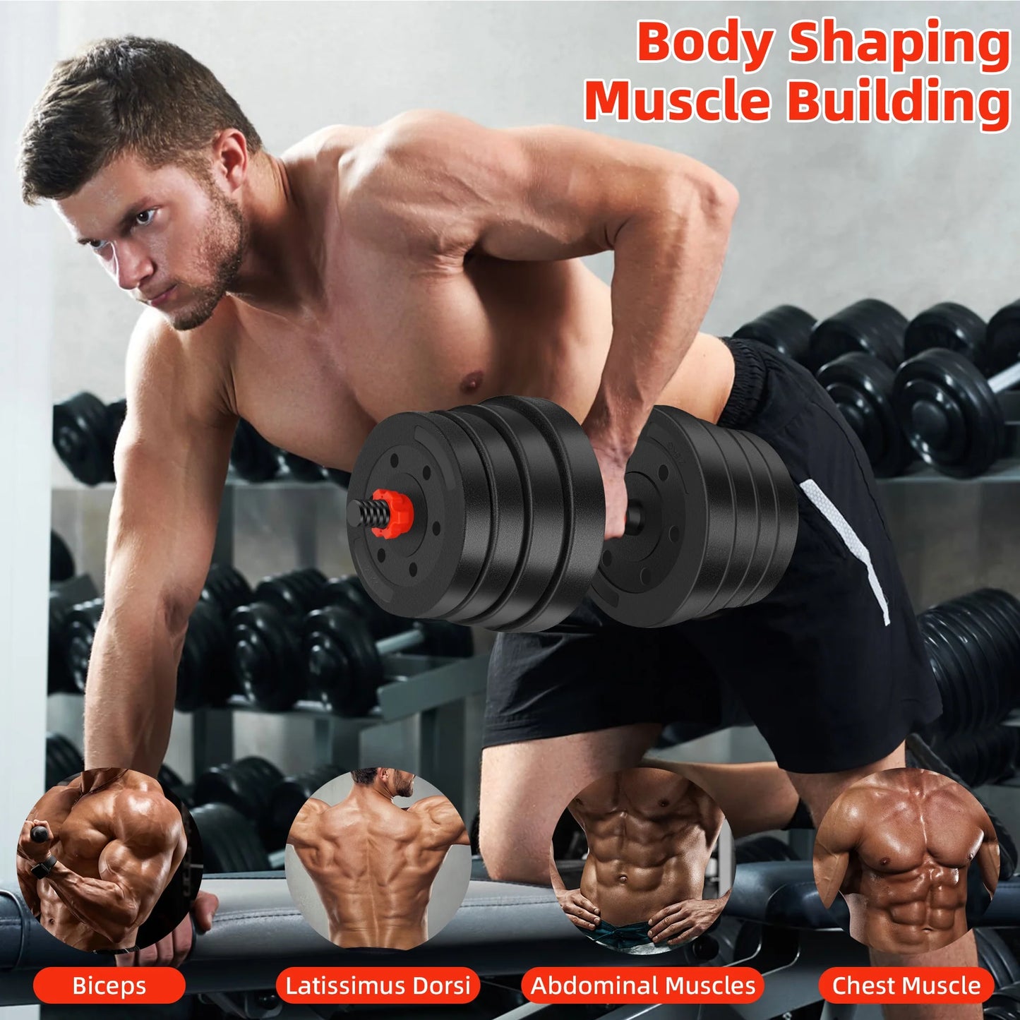 ARVAKOR 66 LBS Adjustable Dumbbell Set, Free Weights Dumbbells Set for Workout, Black