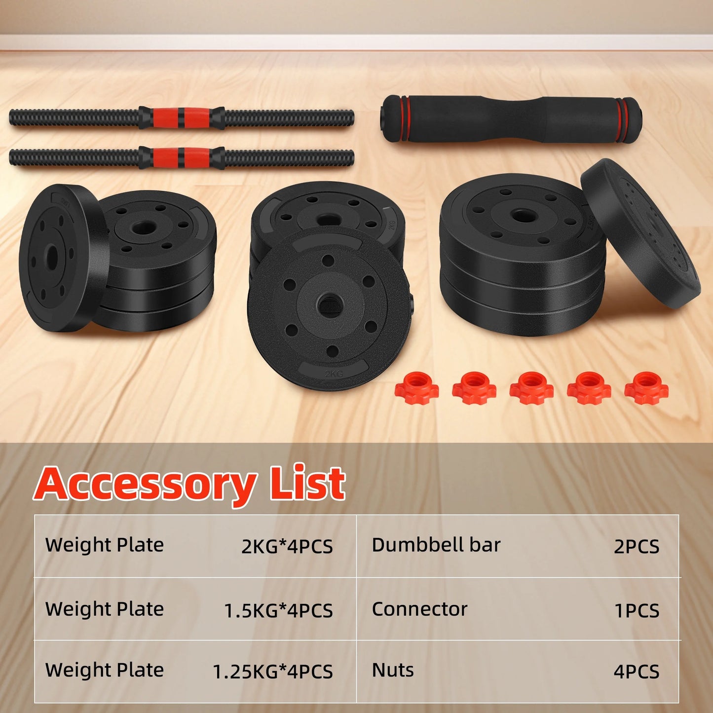 ARVAKOR 66 LBS Adjustable Dumbbell Set, Free Weights Dumbbells Set for Workout, Black