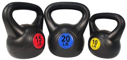 Balancefrom Wide Grip Kettlebell Exercise Fitness Weight Set, 3-Pieces: 10Lb, 15Lb and 20Lb Kettlebells