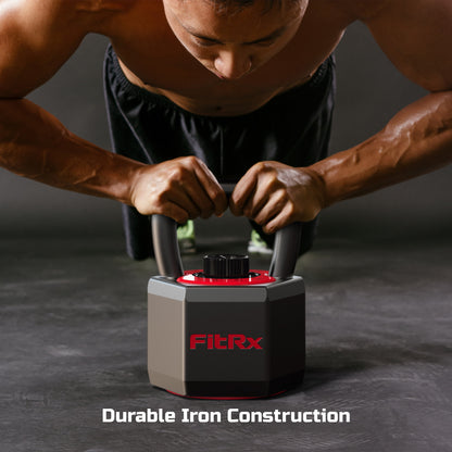 Fitrx 25 Lbs Smartstack Wide Handle Adjustable Kettlebell, 40 Lbs, Black