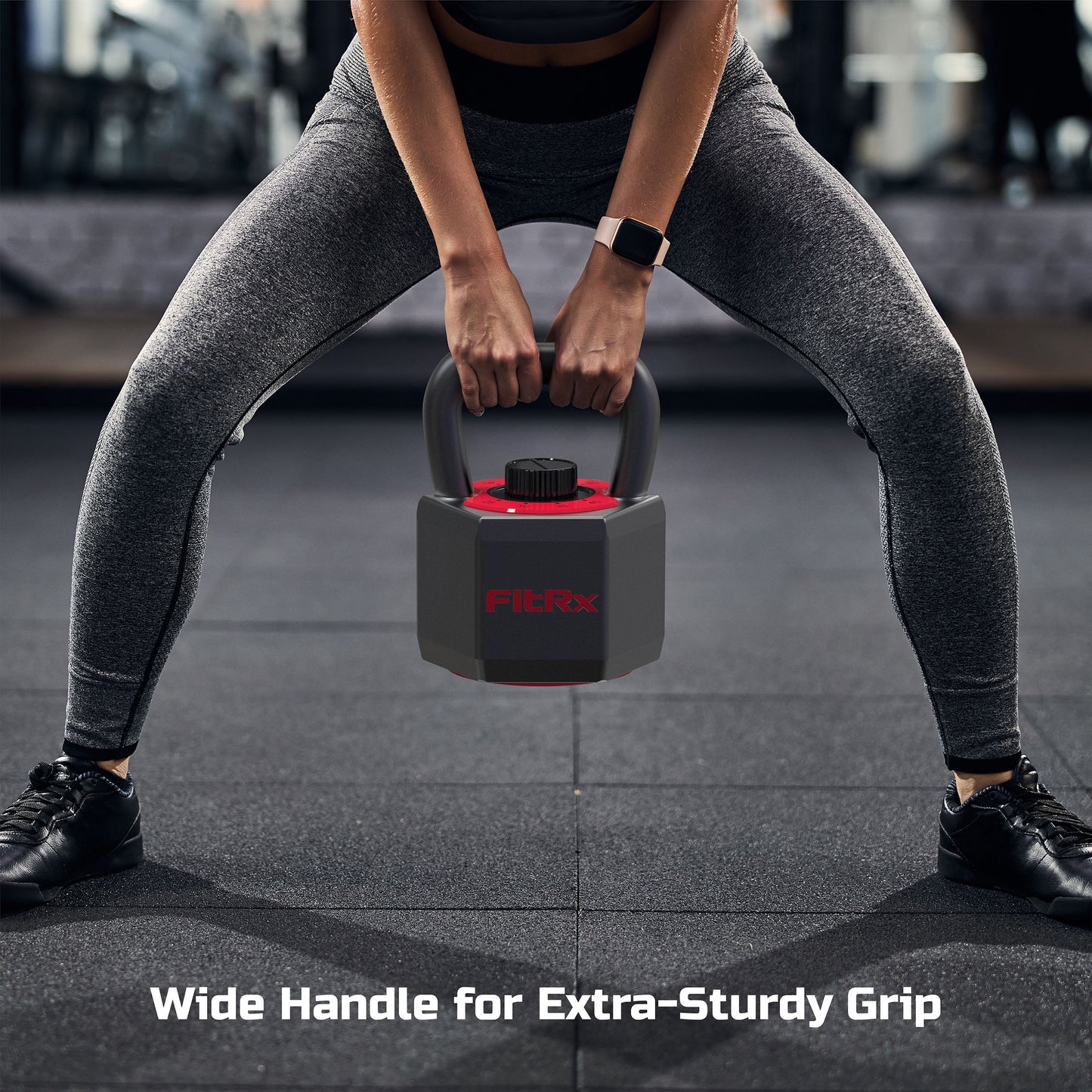 Fitrx 25 Lbs Smartstack Wide Handle Adjustable Kettlebell, 40 Lbs, Black